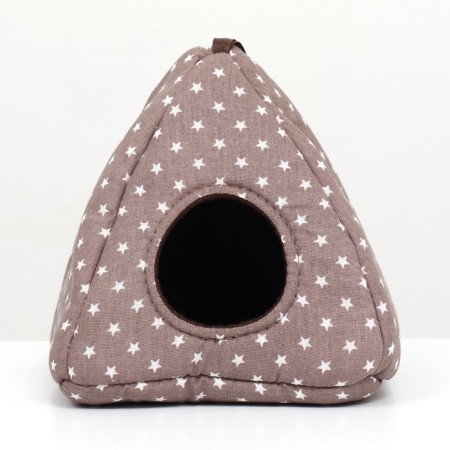 House "Vigva" for rodents, 17*17*17 cm, calico, fleece, gray-3