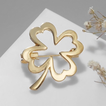Brooch "Clover" contour, color gold-2