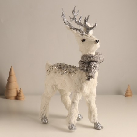 Decor "White Deer with sparkles, in a scarf" 23x10x38 cm