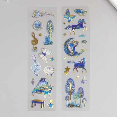 Sticker plastic gold embossing "Butterfly/Fairytale Forest" 2 sheets mix 6.5x22.5 cm-1