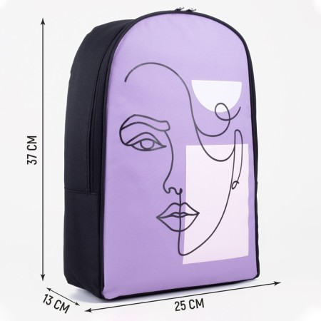 Backpack School Textile Face Line, 25x13x37 cm, lilac color-1