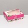 The box is folding, with the window "Spring peonies" 21 x 15 x 7 cm