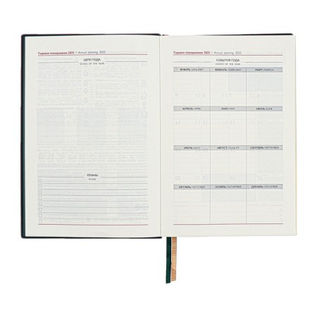 Dated 2025 diary, A5, 176 sheets of Escalada, solid cover of artificial leather, 3D design, embossing foil, lies, cream block 70 g/m2, green-9