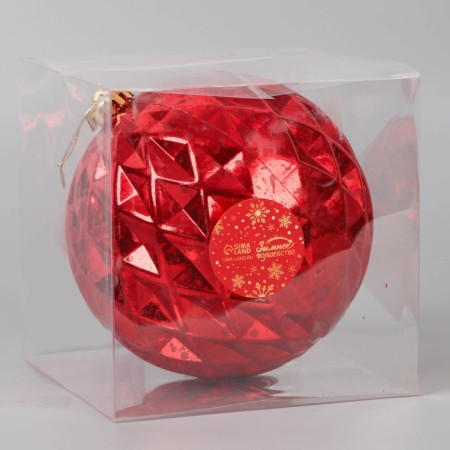 Ball plastic d-15 cm "vintage" faces, red-1