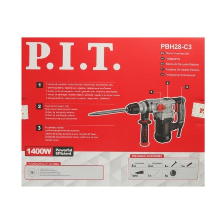 Perforator P.I.T. PBH28-C3, 1400 W, 5.5 J, SDS+, 4300 FP/min, 3 modes, case-11