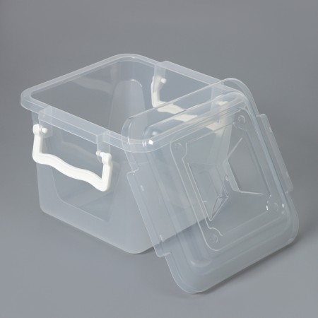 Container for storage with a lid, 4 l, 19.5 × 19.5 × 17.5 cm, transparent-2