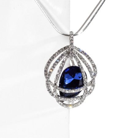Obvil’s pendant “Date”, white-blue color in silver, l = 70 cm