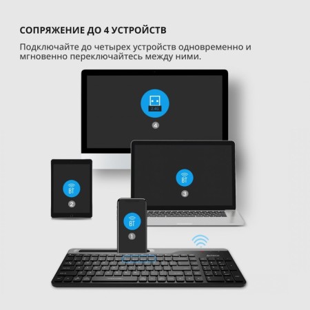 Keyboard A4Tech FSTYLER FBK25 Black/Gray USB wireless BT/Radio Slim Multimedia (FBK 106853-5