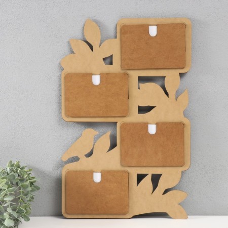 Photo frame LHDF "Bird" 33x51 in 4 photos 10x15 cm, col. Wenge-white (plastic screen)-2