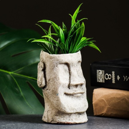 Kashpo - Vase "Island of Easter" Gray Stone, 10x7x8cm
