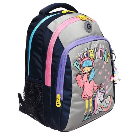School backpack, 40 x 27 x 20 cm, Grizzly, ergonomic back, laptop department, blue-1