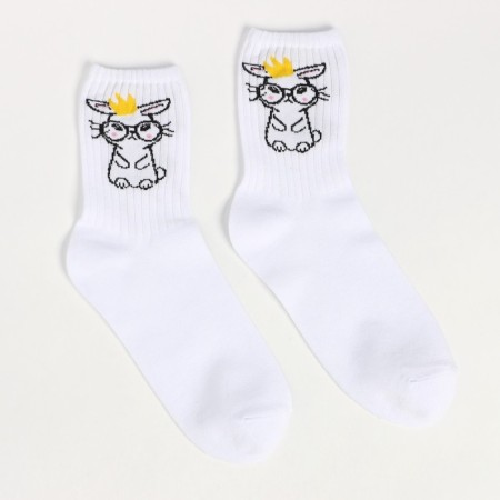 Women's socks "bunny", white color, size 23-25-1