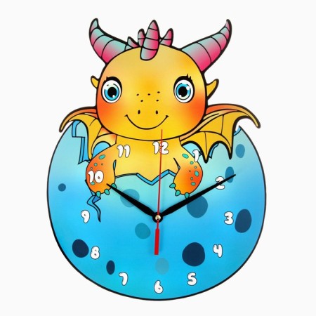 Watching clock, series: children's, "dragon", smooth move, 29 x 37.5 cm