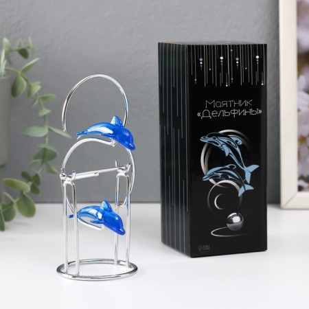 Dolphins pendulum one after another with a ring and a ball 13 x 7 x 5.5 cm-4