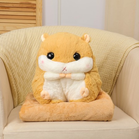 Soft toy "hamster" with a blanket, 30 cm, beige color