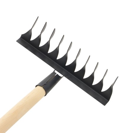 Straight rakes, a dotted tooth, 10 teeth, metal, wooden stalk-3
