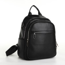 City backpack on lightning, from artificial leather, black color