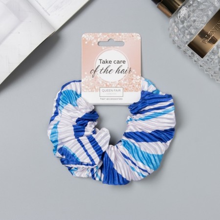 Hair elastic band "orbit" stripes, 12 cm, blue
