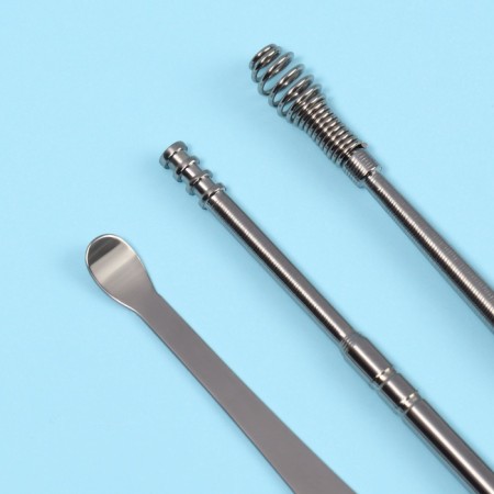 Ear cleaning set, 3 objects, 9 × 2.8 × 1.3 cm, in case, silver color-5