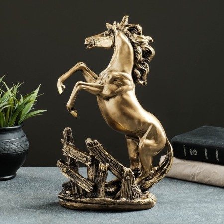 Figure "Horse on Stone" 20x10x30 cm, bronze with gilding-2