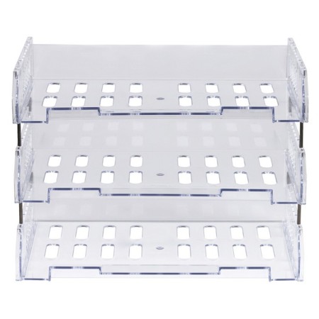 A set of horizontal paper trays with wide loading, City, 3 pcs., On metal rods, transparent-2