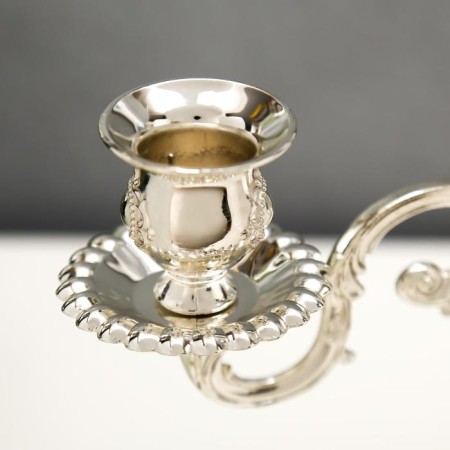 Summarler Metal for 3 candles "Medallion" silver 26x26x9.2 cm-2