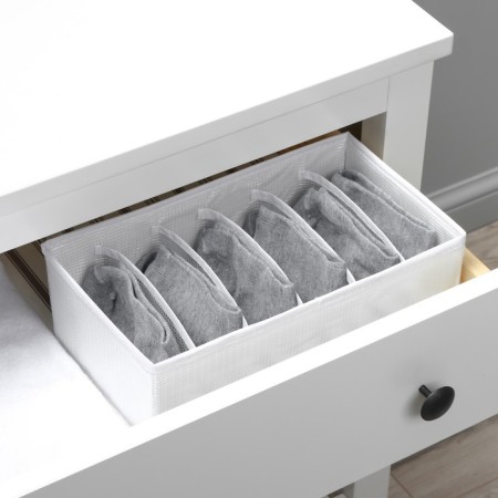 Organizer for storing linen LadOM, 6 cells, 28 × 16 × 10 cm, white color-12