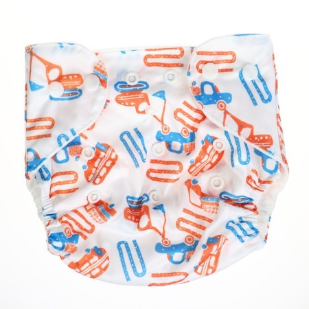 A set of reusable diapers "Machines", 3-8 kg, white, blue, 2 pcs., I crush me-3