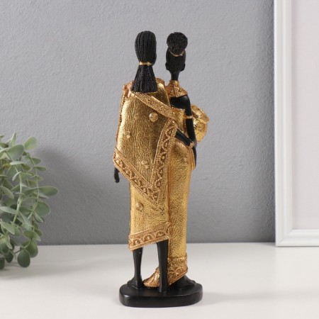 Souvenir Polystone "African Zem with a lover" gold 6x9.5x27.5 cm-2