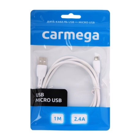 CARMEGA CAR-C -MIC1M-WH, microUSB-USB, 2.4 A, 1 m, white-3