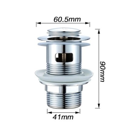 Bottom valve Ledeme L66-2, for a shell, with overflow, brass, chrome-1