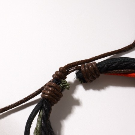 Bracelet leather “leaf” carved, 6 threads, colored, d = 5 cm-2