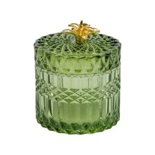 Glass box, 9 × 9 × 10 cm, green color