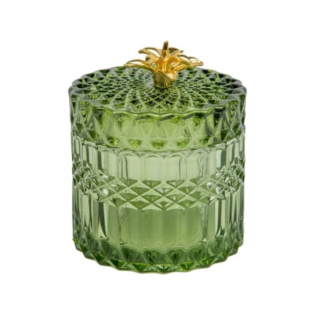 Glass box, 9 × 9 × 10 cm, green color