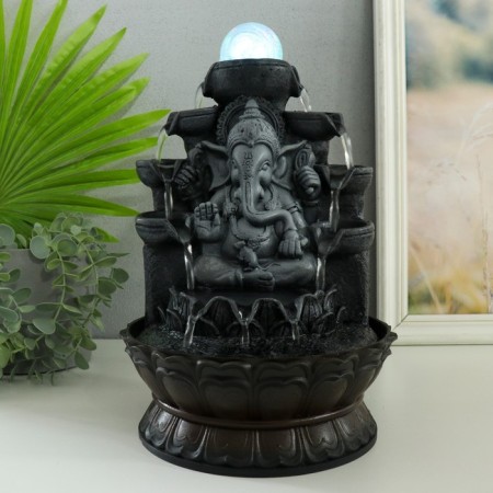The desktop fountain from the network, the backlight "Ganesha in gray under waterfalls" 20x20x30 cm-5