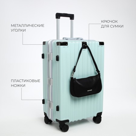 Middle suitcase 24 ", lightning department, 2 code locks, 4 wheels, hook, blue color-5