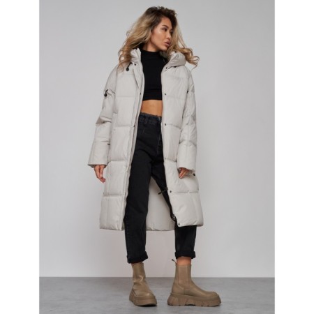 Coat insulated winter female, size 50, light-gray color-17