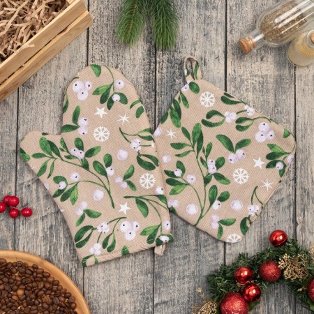 Frosty Berries Frost kitchen set: mittens 20x27 cm, 19x19 cm, 100% HL