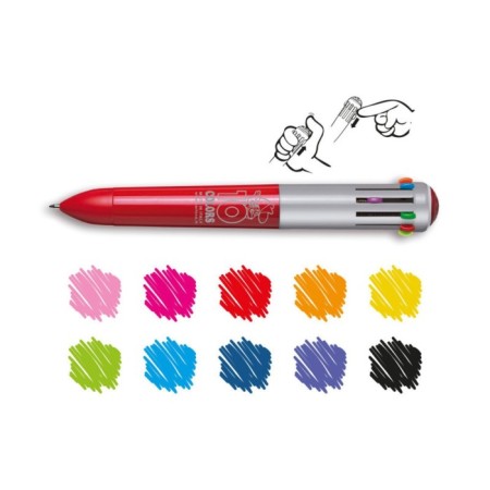Automatic ball handle, 10 colors, "carioca", 1.0 mm node, standard palette, mix-11