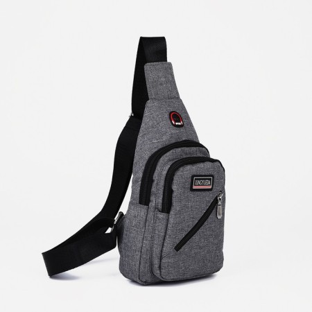 Male sling bag from textiles, gray color-1