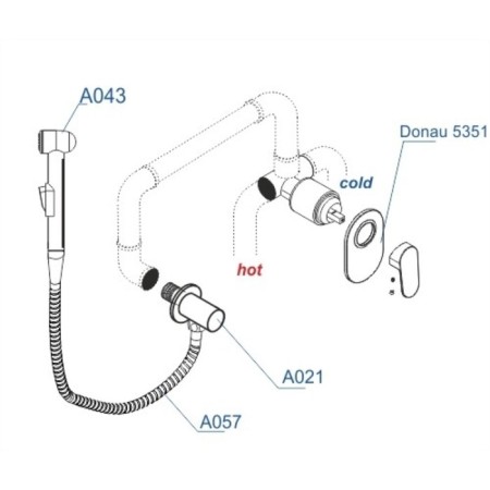 Fixer for bidet Wasserkraft A15357, with a hygienic shower, hose 120 cm, brass, chrome-2