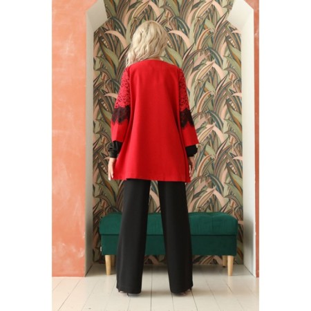 Female coat, size 48, red color-12