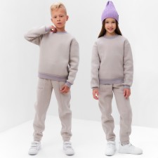 Children's costume with the basis (sweatshirt, trousers) minku, gray color, height 158 ​​cm