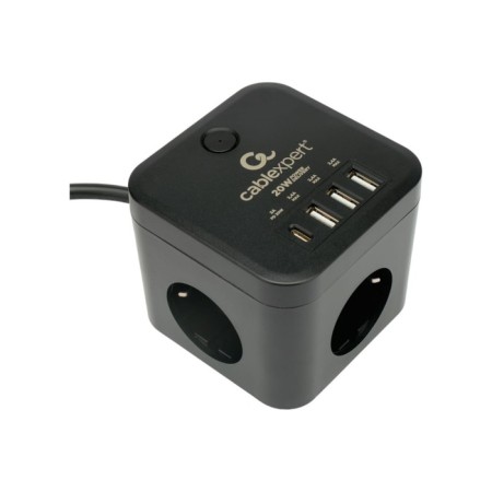 Network filter Cablexpert Cube Cube-3-CU3-B-1.5, 3P, 10A, 1XTYPE-C PD, 3XUSB, 1.5m, Ur. 4+ 1030904