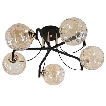 Lamp Ceiling Economy Service 10081/5BK+FGD TeA, 5x60W, E27, 22x53x53 cm