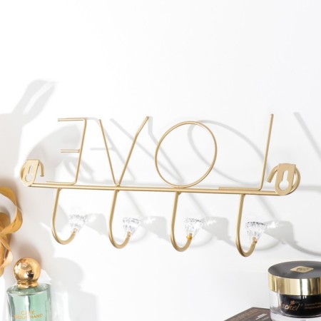 Decorative metal hooks "inscription - love" gold 13x31 cm-3