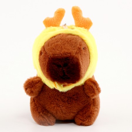 Soft toy "Kapibara" in a deer hat, 13 cm-1