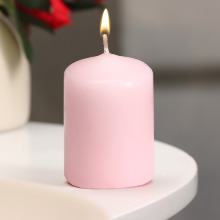 Candle - cylinder, 4 × 6 cm, 9 hours, light pink