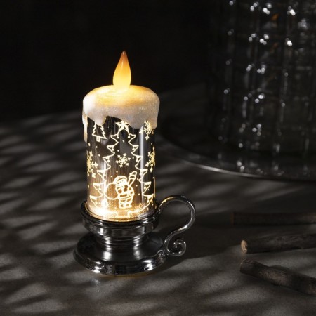 LED figure "Candle with a Christmas tree" 9 × 15 × 7 cm, plastic, batteries AG13x3, glow warm white