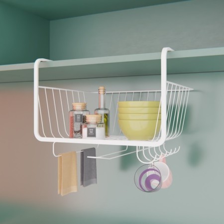 Basket suspended share, 29 × 25 × 19.5 cm, white color-1